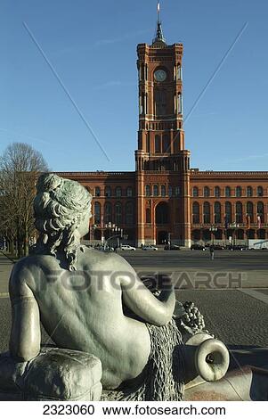 Neptunbrunnen statue at roadside, Berlin Town Hall, Alexanderplatz, Berlin, Germany View Large Photo Image Stock Image - Neptunbrunnen statue at roadside, Berlin Town Hall, Alexanderplatz, Berlin, Germany . Fotosearch