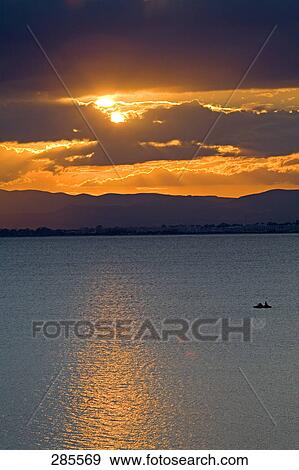 Panoramic view of sunset at sea, Hammamet, Tunisia View Large Photo Image Stock Photo - Panoramic view of sunset at sea, Hammamet, Tunisia . Fotosearch