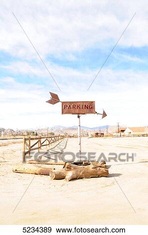 Stock Photo - Parking place, Pioneertown, California, USA . Fotosearch