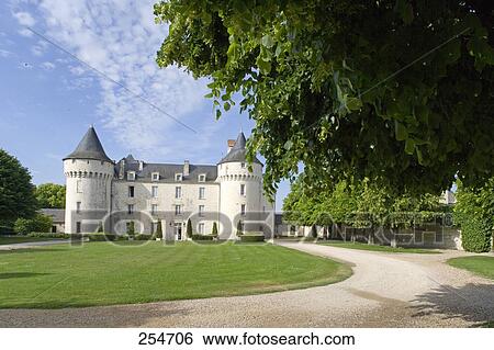 Stock Photograph - Path in front of castle, Chateau De Marcay, Indre-Et-Loire, France . Fotosearch