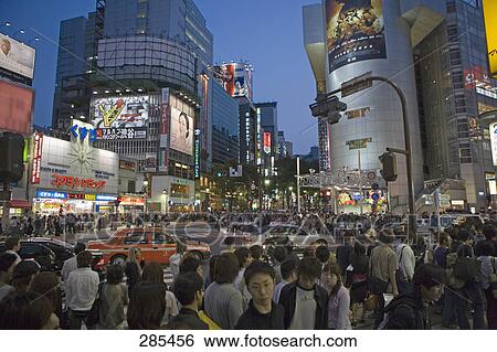 Pedestrian crossing road in city, Shibuya Ward, Tokyo Prefecture, Japan View Large Photo Image Stock Photograph - Pedestrian crossing road in city, Shibuya Ward, Tokyo Prefecture, Japan . Fotosearch