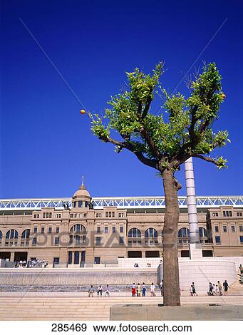 People in front of stadium, Barcelona, Catalonia, Spain View Large Photo Image Stock Photo - People in front of stadium, Barcelona, Catalonia, Spain . Fotosearch