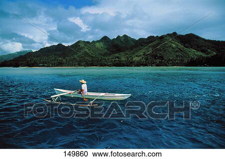 Person traveling in a canoe, Moorea, Tahiti View Large Photo Image Stock Image - Person traveling in a canoe, Moorea, Tahiti . Fotosearch