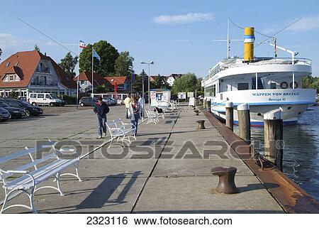 Pleasure boat moored at harbor, Boddenrundfahrt, Ruegen, Mecklenburg-Western Pomerania, Germany View Large Photo Image Stock Photograph - Pleasure boat moored at harbor, Boddenrundfahrt, Ruegen, Mecklenburg-Western Pomerania, Germany . Fotosearch