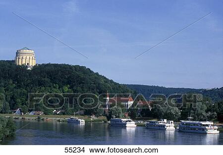 Pleasure steamer in river, Danube River, Befreiungshalle, Altmuhl Valley, Kelheim, Bavaria, Germany View Large Photo Image Picture - Pleasure steamer in river, Danube River, Befreiungshalle, Altmuhl Valley, Kelheim, Bavaria, Germany . Fotosearch