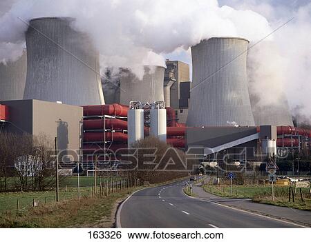 Road leading to power station, Niederaussem Power Station, Niederaussem, North Rhine, Germany  View Large Photo Image Stock Photograph - Road leading to power station, Niederaussem Power Station, Niederaussem, North Rhine, Germany . Fotosearch