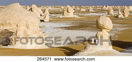 Stock Image - Rock formations in arid landscape, Farafra Oasis, Libyan Desert, Egypt . Fotosearch