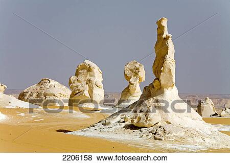 Stock Photo - Rock formations in desert, White Desert, Farafra Oasis, Egypt . Fotosearch