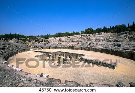 Ruins of amphitheatre, Italica, Andalusia, Spain View Large Photo Image Stock Image - Ruins of amphitheatre, Italica, Andalusia, Spain . Fotosearch