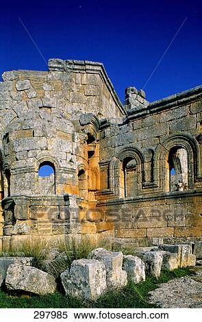 Stock Photography - Ruins of castle, St. Simeon Basilica, Aleppo, Syria . Fotosearch