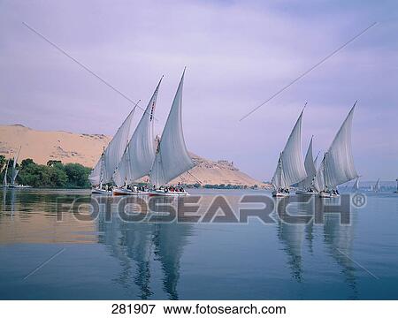 Sailboats in river, Nile River, Aswan, Egypt View Large Photo Image Stock Photo - Sailboats in river, Nile River, Aswan, Egypt . Fotosearch