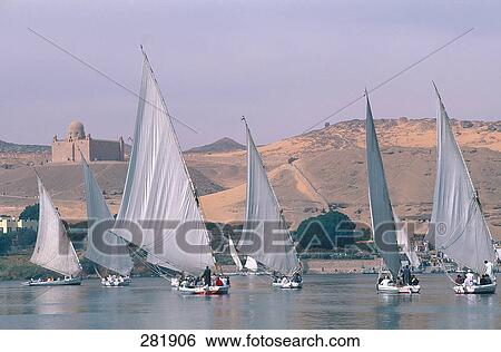 Sailboats in river, Nile River, Aswan, Egypt View Large Photo Image Stock Photograph - Sailboats in river, Nile River, Aswan, Egypt . Fotosearch