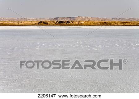 Stock Photo - Salt lake in desert, Siwa Oasis, Libyan Desert, Egypt . Fotosearch
