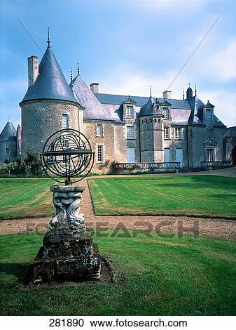 Sculpture of sundial in front of castle, Indre-Et-Loire, La Croix Valmer, Loire Valley View Large Photo Image Stock Image - Sculpture of sundial in front of castle, Indre-Et-Loire, La Croix Valmer, Loire Valley . Fotosearch