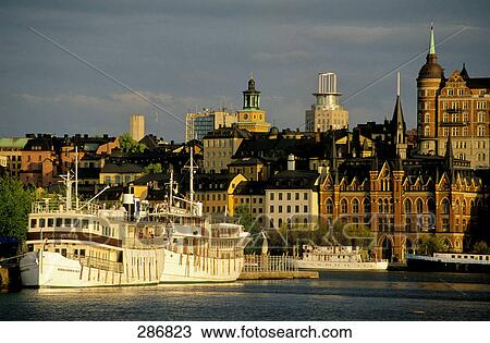 Ship moored at harbor, Scandinavian Peninsula, Sweden View Large Photo Image Stock Image - Ship moored at harbor, Scandinavian Peninsula, Sweden . Fotosearch