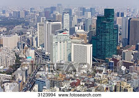 Skyline of Tokyo, Japan, aerial perspective View Large Photo Image Picture - Skyline of Tokyo, Japan, aerial perspective . Fotosearch