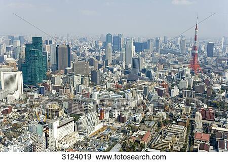 Skyline of Tokyo, Japan, aerial perspective View Large Photo Image Stock Photo - Skyline of Tokyo, Japan, aerial perspective . Fotosearch