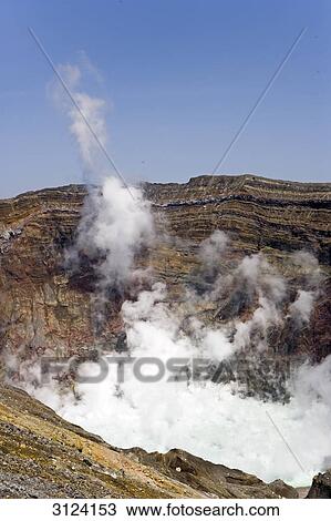 Smoke coming out of a crater, Kyushu, Japan View Large Photo Image Stock Image - Smoke coming out of a crater, Kyushu, Japan . Fotosearch