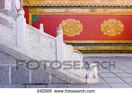 Stock Photo - Staircase in monastery, Lama Temple, Wutai Shan, Shaanxi Province, China . Fotosearch