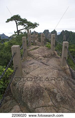 Stock Image - Stairway on mountain, Huangshan Mountains, Huangshan, Anhui Province, China . Fotosearch