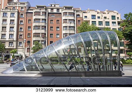 Subway entrance, Bilbao, Spain View Large Photo Image Stock Photo - Subway entrance, Bilbao, Spain . Fotosearch