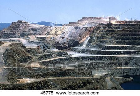 Stock Photography - Terraced open pit copper mine, Corta Cerro Colorado, Minas de Riotinto, Huelva, Andalusia, Spain . Fotosearch