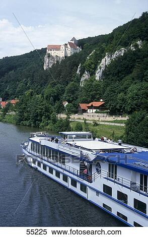 Tour boat in river, Danube River, Bavaria, Germany View Large Photo Image Stock Photography - Tour boat in river, Danube River, Bavaria, Germany . Fotosearch