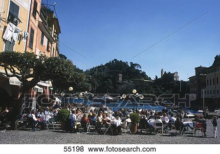 Tourists at outdoor cafe, Portofino, Italy View Large Photo Image Stock Photo - Tourists at outdoor cafe, Portofino, Italy . Fotosearch