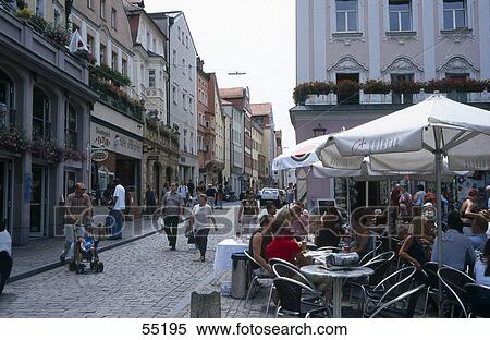 Tourists at outdoor cafe, Regensburg, Franconia, Bavaria, Germany View Large Photo Image Stock Photography - Tourists at outdoor cafe, Regensburg, Franconia, Bavaria, Germany . Fotosearch