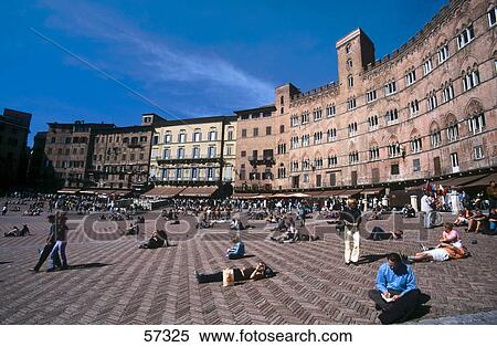 Tourists at town square, Piazza del Campo, Siena, Tuscany, Italy View Large Photo Image Stock Photography - Tourists at town square, Piazza del Campo, Siena, Tuscany, Italy . Fotosearch