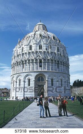 Tourists in front of baptistery of cathedral, Pisa, Italy View Large Photo Image Stock Photo - Tourists in front of baptistery of cathedral, Pisa, Italy . Fotosearch