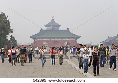 Tourists in front of temple, Temple Of Heaven, Beijing, China View Large Photo Image Stock Photography - Tourists in front of temple, Temple Of Heaven, Beijing, China . Fotosearch