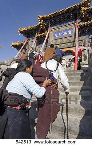 Tourists on staircase of temple, Lama Temple, Wutai Shan, Shaanxi Province, China View Large Photo Image Stock Image - Tourists on staircase of temple, Lama Temple, Wutai Shan, Shaanxi Province, China . Fotosearch