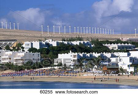 Stock Photography - Tourists relaxing on the beach, Fuerteventura, Canary Islands, Spain . Fotosearch