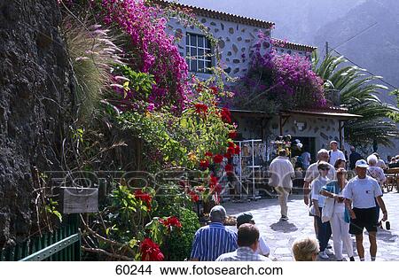 Tourists walking in street, Teno Hills, Tenerife, Canary Islands, Spain View Large Photo Image Picture - Tourists walking in street, Teno Hills, Tenerife, Canary Islands, Spain . Fotosearch