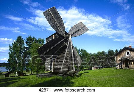 Traditional windmill in open air museum, Rantasalmi, Finland View Large Photo Image Stock Image - Traditional windmill in open air museum, Rantasalmi, Finland . Fotosearch