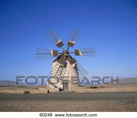 Traditional windmill on landscape, Fuerteventura, Canary Islands, Spain View Large Photo Image Stock Photo - Traditional windmill on landscape, Fuerteventura, Canary Islands, Spain . Fotosearch