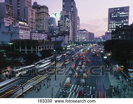 Traffic moving on city road, Sao Paulo, Brazil View Large Photo Image Stock Photo - Traffic moving on city road, Sao Paulo, Brazil . Fotosearch