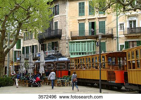 Tram, Puerto de Soller, Mallorca, Spain, Europe View Large Photo Image Stock Photograph - Tram, Puerto de Soller, Mallorca, Spain, Europe . Fotosearch