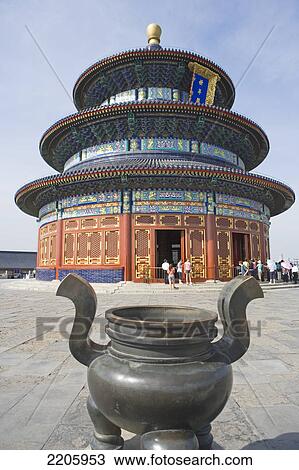 Urn in front of pagoda, Temple Of Heaven, Beijing, China View Large Photo Image Stock Image - Urn in front of pagoda, Temple Of Heaven, Beijing, China . Fotosearch