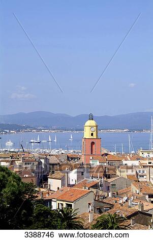 View of St. Tropez, harbour in the background, France, elevated view View Large Photo Image Stock Photograph - View of St. Tropez, harbour in the background, France, elevated view . Fotosearch