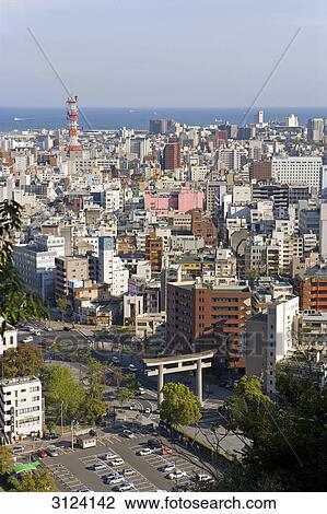 View over Kagoshima, ocean in the background, Japan, aerial perspective View Large Photo Image Stock Image - View over Kagoshima, ocean in the background, Japan, aerial perspective . Fotosearch