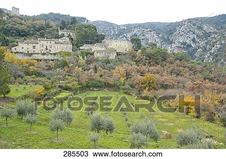 Village in valley, Provence-Alpes-Cote d'Azur, France View Large Photo Image Stock Image - Village in valley, Provence-Alpes-Cote d'Azur, France . Fotosearch