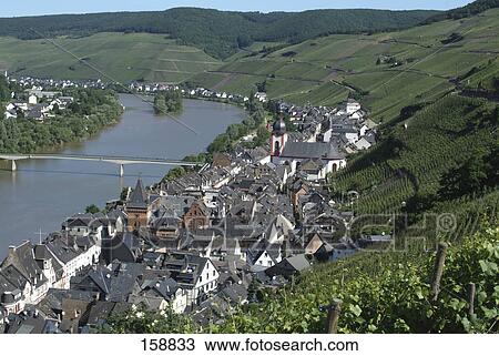 Vineyard with town at riverside, Mosel River, Zell an der Mosel, Cochem-Zell, Rhineland-Palatinate, Germany View Large Photo Image Stock Image - Vineyard with town at riverside, Mosel River, Zell an der Mosel, Cochem-Zell, Rhineland-Palatinate, Germany . Fotosearch