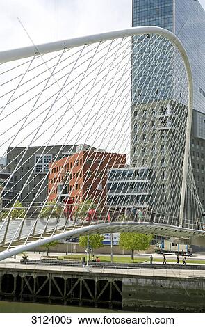 Zubizuri Bridge, Bilbao, Spain View Large Photo Image Stock Photography - Zubizuri Bridge, Bilbao, Spain . Fotosearch