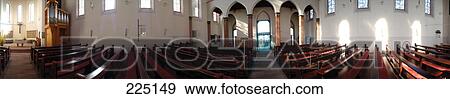 Stock Photo - 360 degrees view of church interior, Kehl, Baden-Wurttemberg, Germany . Fotosearch
