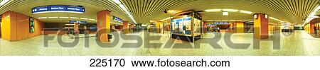 Stock Image - 360 degrees view of subway station, Germany . Fotosearch