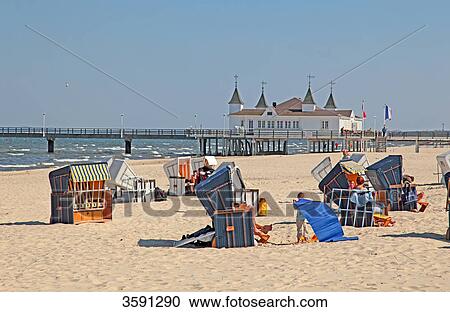 Ahlbeck Beach with pier, Usedom, Germany View Large Photo Image Stock Image - Ahlbeck Beach with pier, Usedom, Germany . Fotosearch