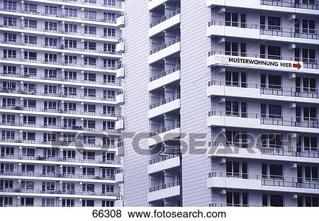 Stock Photo - Balconies of rehabilitation apartments, Berlin, Germany . Fotosearch
