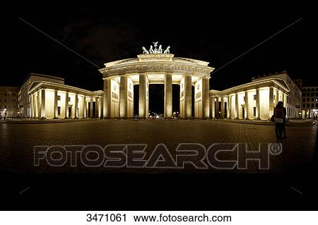 Stock Image - Brandenburg Gate at night, Berlin, Germany, Europe . Fotosearch